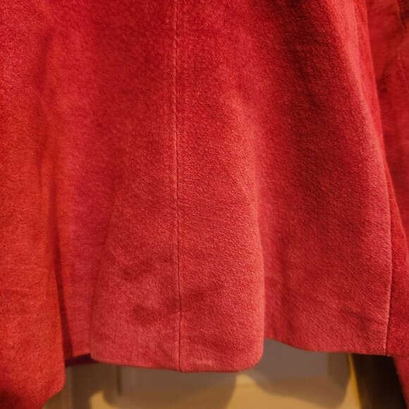 Alfani Women’s Small Red Suede Leather Moto Jacket Asymmetrical Zip Biker - Picture 10 of 10